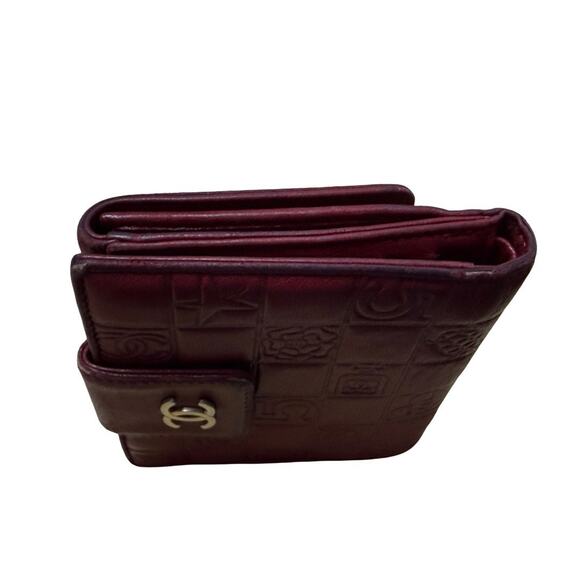 CHANEL l Icon Coco Women's Wallet Red Lambskin Bifold Authentic w/ Card & COA - Picture 15 of 16